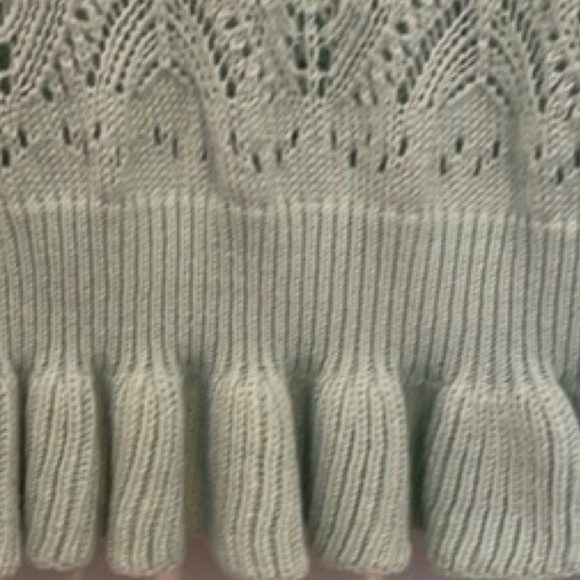 LC LAUREN CONRAD Green Midi Skirt Fitted Peplum Hem Lace Pointelle Size Small - Picture 5 of 8